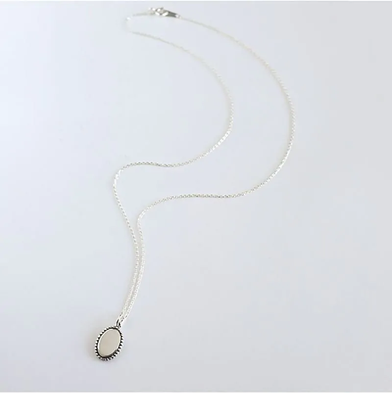 Minimalism Vintage Round Heart Square Cross 925 Sterling Silver Necklace - Image 9