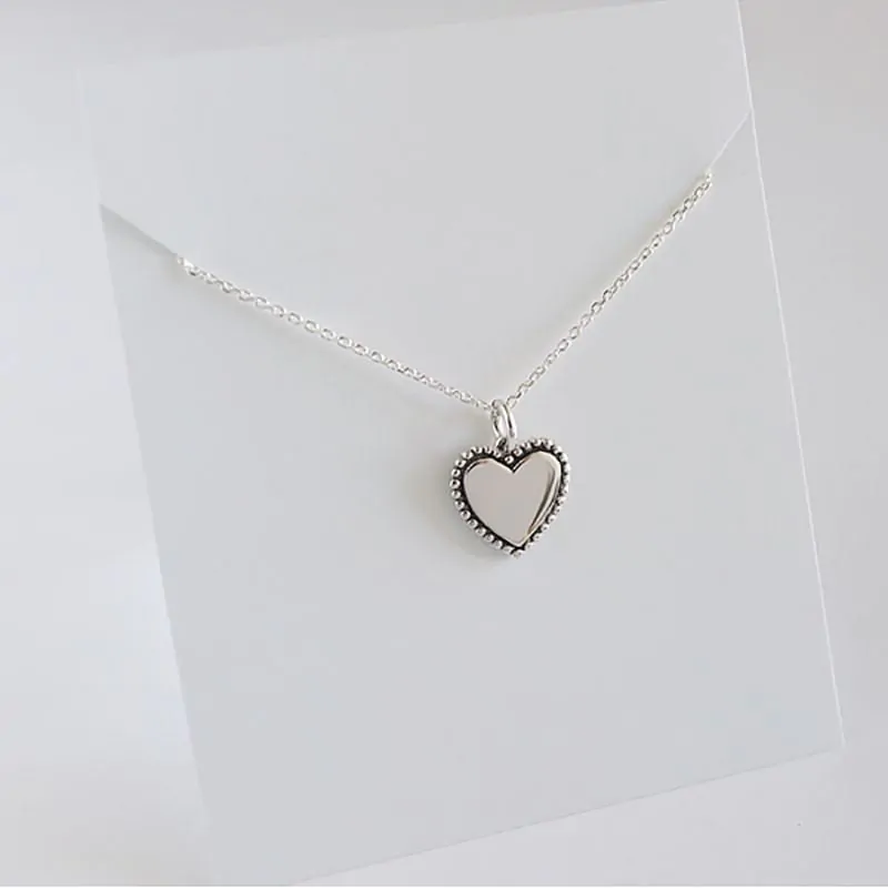 Minimalism Vintage Round Heart Square Cross 925 Sterling Silver Necklace - Image 11