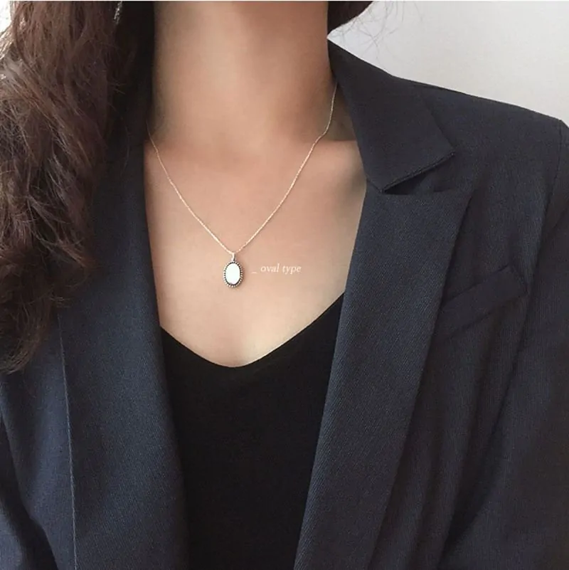 Minimalism Vintage Round Heart Square Cross 925 Sterling Silver Necklace - Image 3