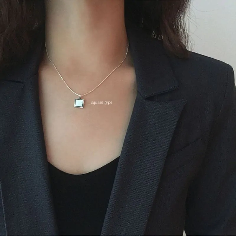 Minimalism Vintage Round Heart Square Cross 925 Sterling Silver Necklace - Image 6