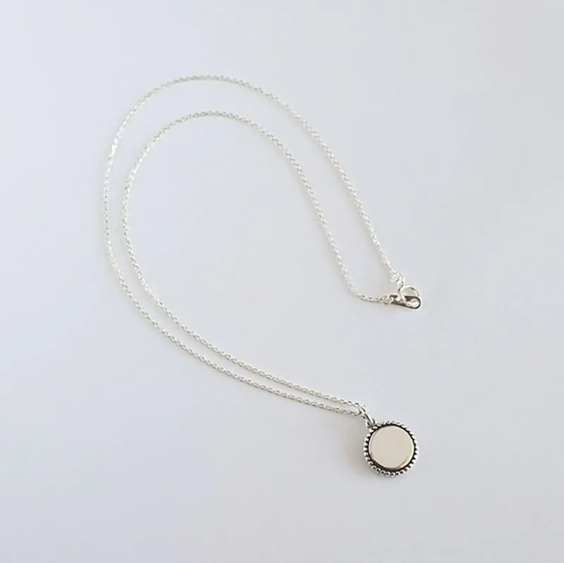 Minimalism Vintage Round Heart Square Cross 925 Sterling Silver Necklace - Image 8