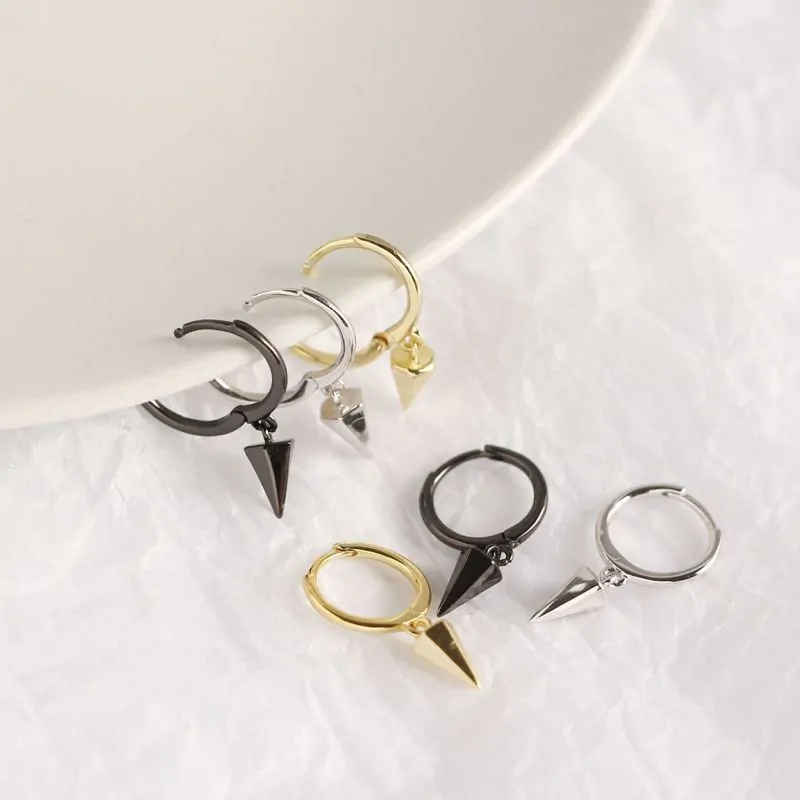 Minimalism Conic Geometric 925 Sterling Silver Hoop Earrings - Image 3