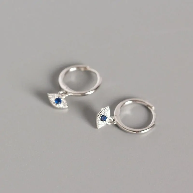 CZ Eye 925 Sterling Silver Hoop Earrings - Image 4