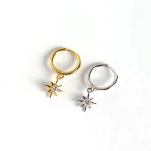 CZ Stars 925 Sterling Silver Leverback Earrings