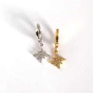 Shining CZ Stars 925 Sterling Silver Leverback Earrings