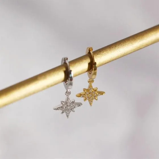 Shining CZ Stars 925 Sterling Silver Leverback Earrings - Image 3