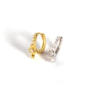 Circle CZ 925 Sterling Silver Hoop Earrings