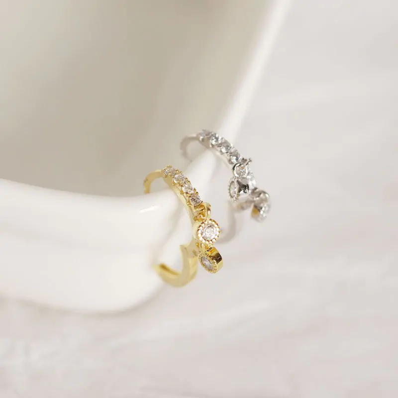 Circle CZ 925 Sterling Silver Hoop Earrings - Image 3