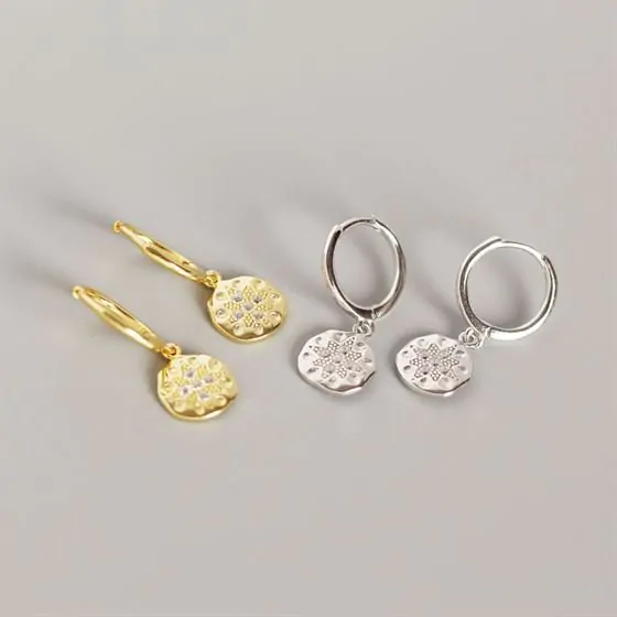 Shining CZ Flower Round 925 Sterling Silver Leverback Earrings - Image 3
