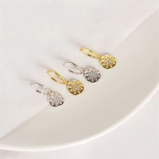 Shining CZ Flower Round 925 Sterling Silver Leverback Earrings - Image 2