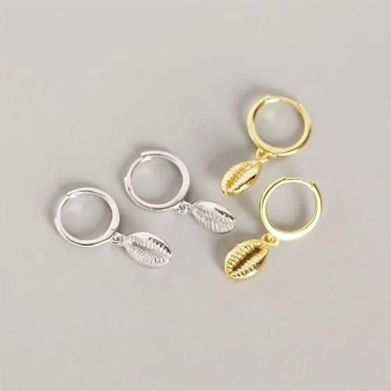 Hollow Shell 925 Sterling Silver Leverback Earrings - Image 2