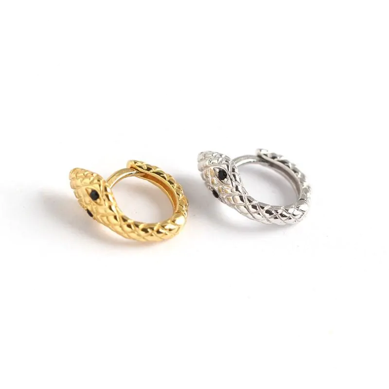 CZ Snake 925 Sterling Silver Huggie Hoop Earrings