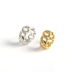 CZ Hollow Chain 925 Sterling Silver Leverback Earrings