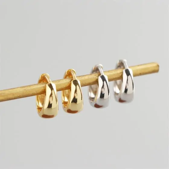 Round Circle 925 Sterling Silver Huggie Hoop Earrings - Image 4