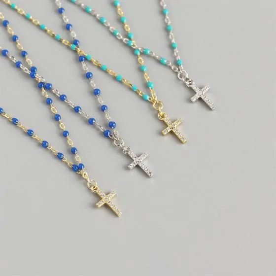 Holy CZ Cross Beads 925 Sterling Silver Necklace - Image 4