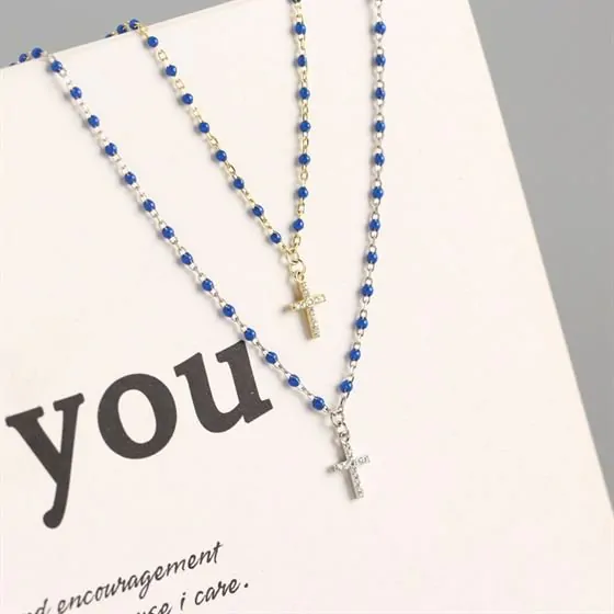 Holy CZ Cross Beads 925 Sterling Silver Necklace - Image 2