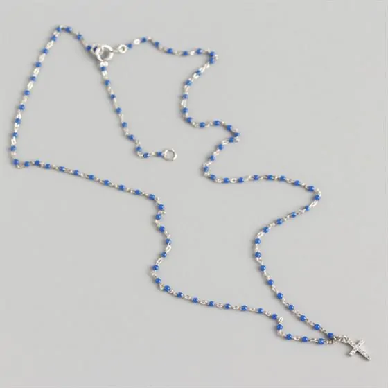 Holy CZ Cross Beads 925 Sterling Silver Necklace - Image 3