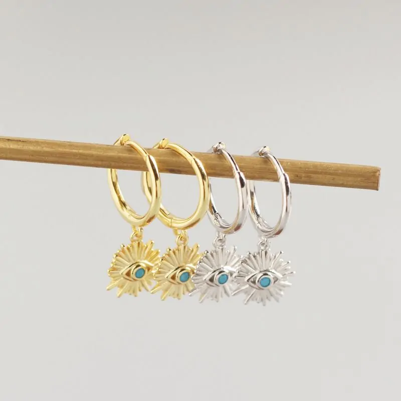 Eyes 925 Sterling Silver Hoop Earrings - Image 2