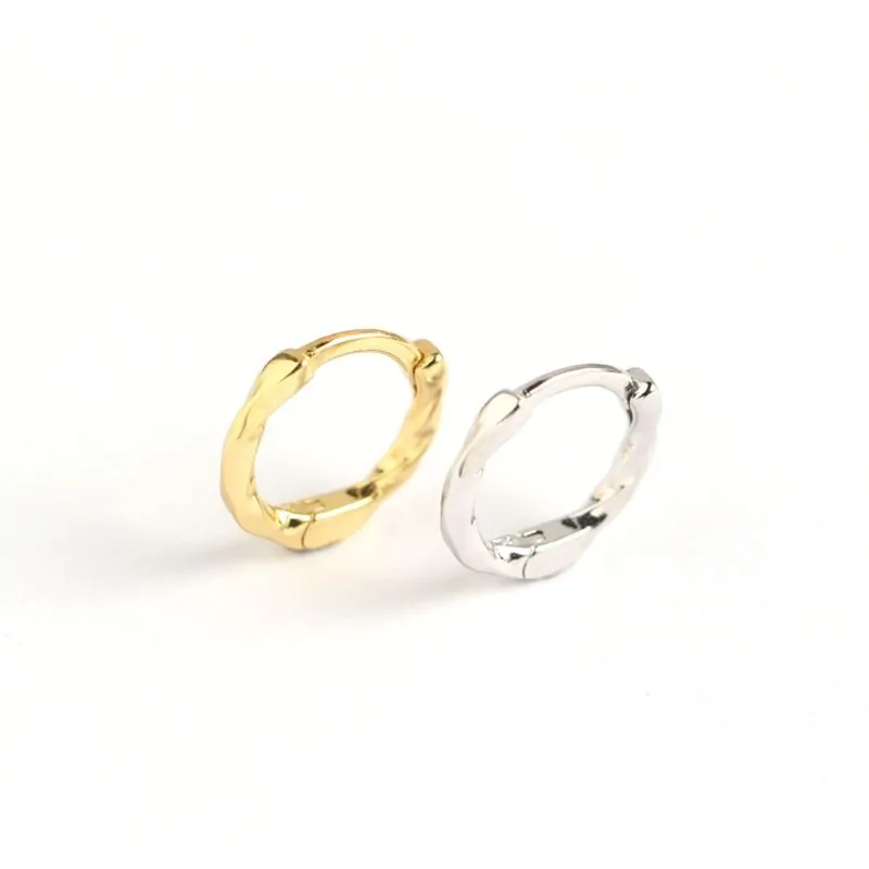 Irregular Twisted Circle 925 Sterling Silver Huggie Hoop Earrings