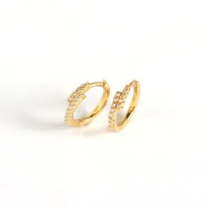 Minimalism CZ Cross Circle 925 Sterling Silver Huggie Hoop Earrings