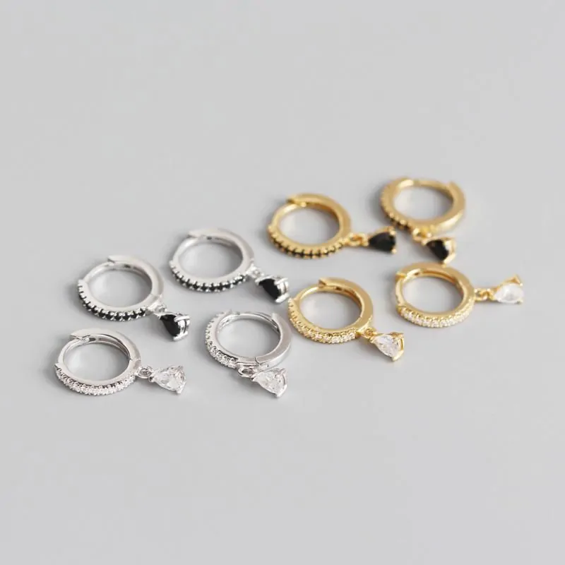 CZ Waterdrop 925 Sterling Silver Hoop Earrings - Image 3