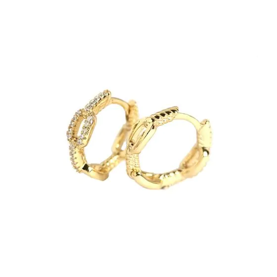 Chain CZ 925 Sterling Silver Huggie Hoop Earrings