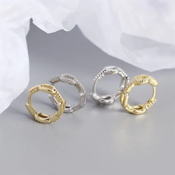 Chain CZ 925 Sterling Silver Huggie Hoop Earrings - Image 7
