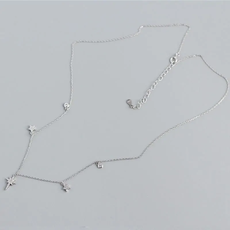 CZ Shining Stars 925 Sterling Silver Necklace - Image 3