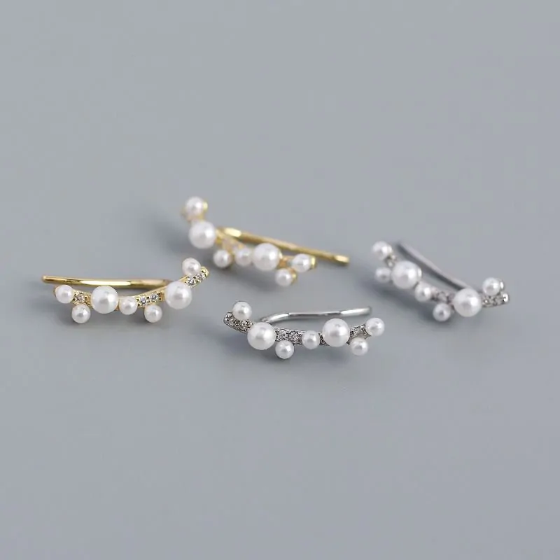 Shell Pearls Tree Branch 925 Sterling Silver Non-Pierced Earrings - Image 5