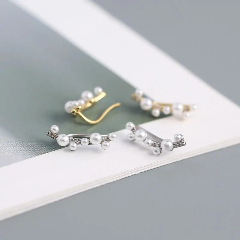 Shell Pearls Tree Branch 925 Sterling Silver Non-Pierced Earrings - Image 4