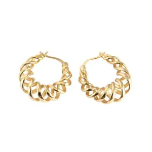 Geometric Hollow Spring 925 Sterling Silver Hoop Earrings