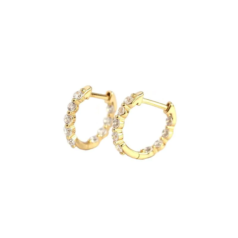 CZ Circle 925 Sterling Silver Huggie Hoop Earrings