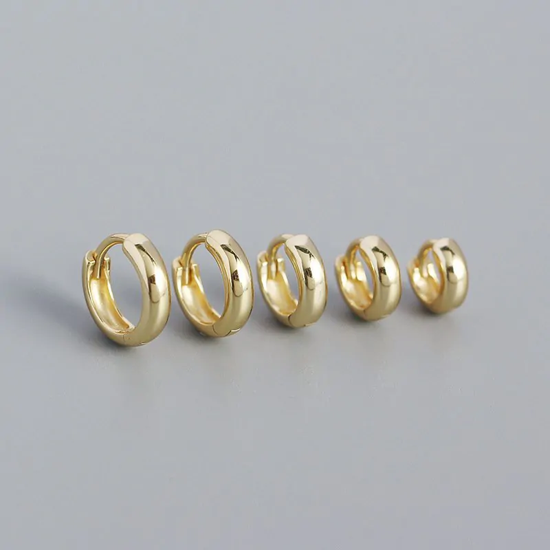 Minimalism Small Circle 925 Sterling Silver Huggie Hoop Earrings - Image 2