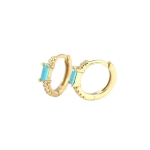 Rectangle CZ Geometric 925 Sterling Silver Huggie Hoop Earrings