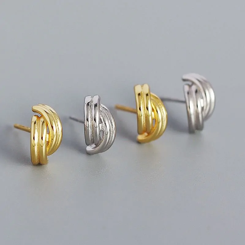 C Shape Cross 925 Sterling Silver Hoop Earrings - Image 2