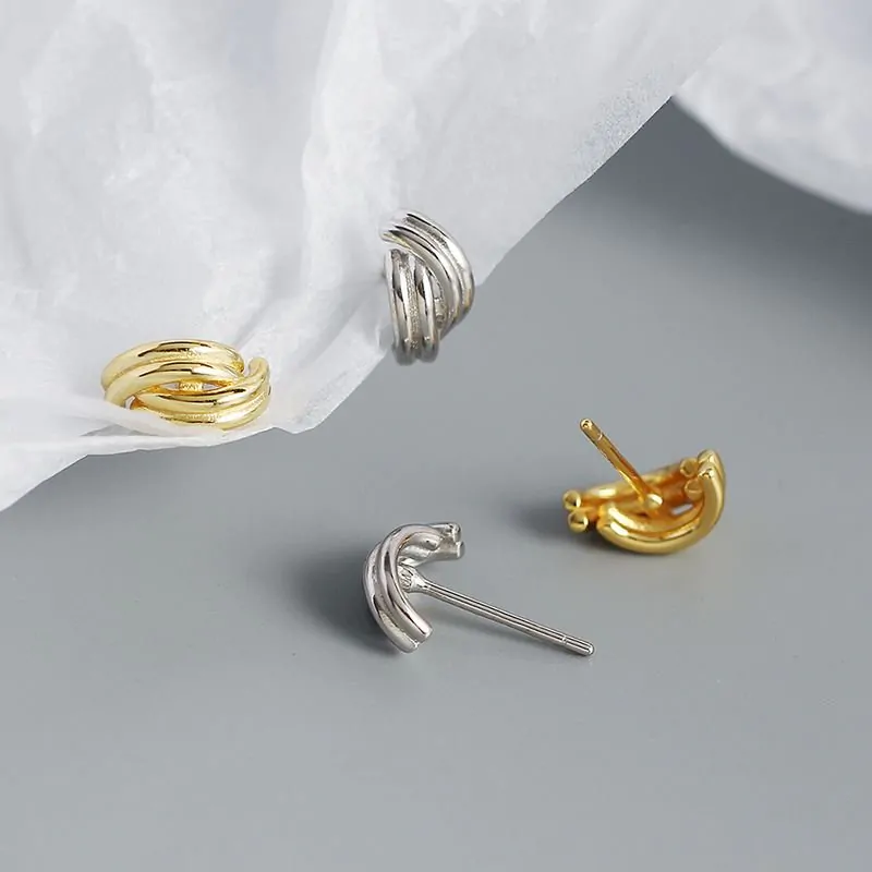 C Shape Cross 925 Sterling Silver Hoop Earrings - Image 3