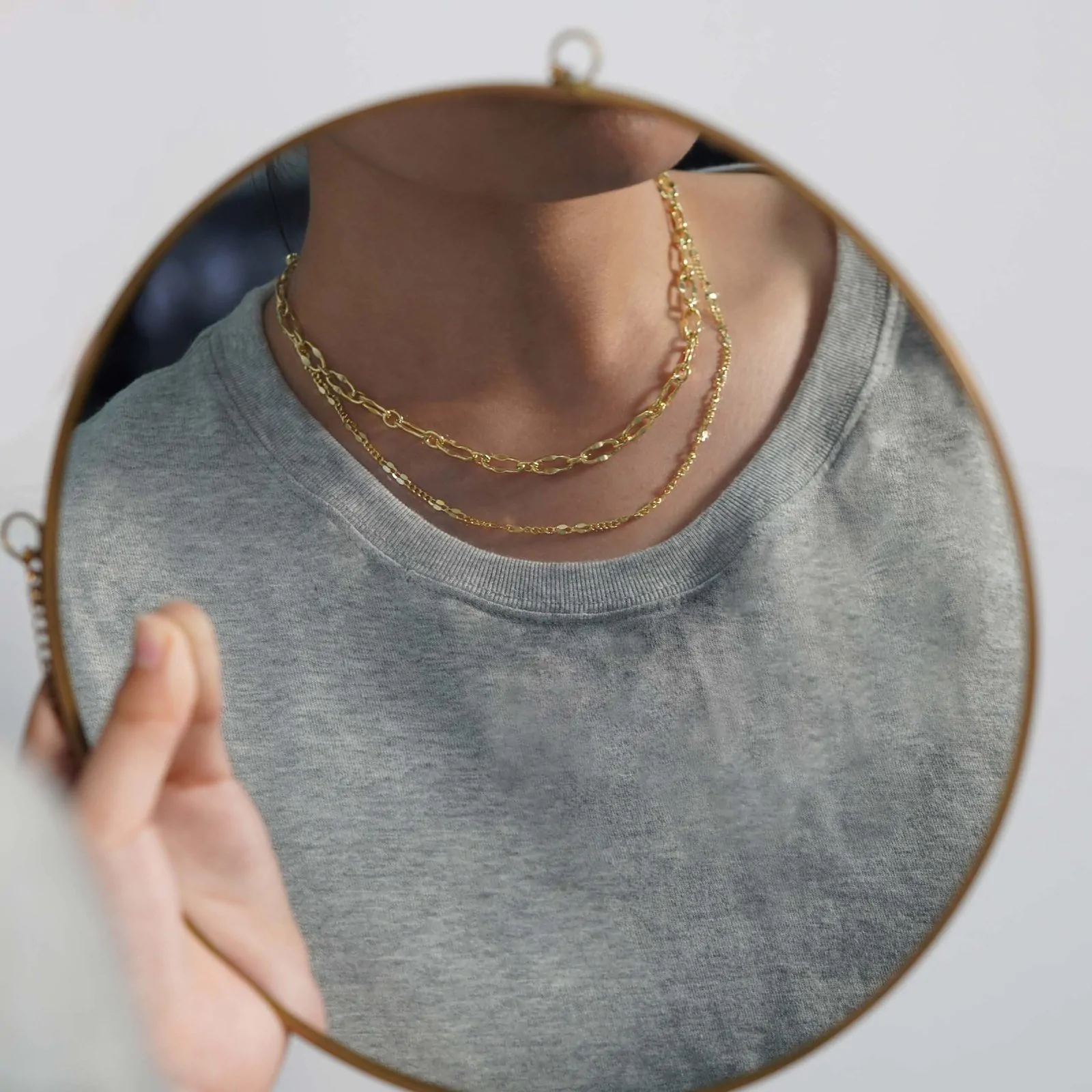 Geometric Rectangle Hollow Chain 925 Sterling Silver Necklace - Image 2