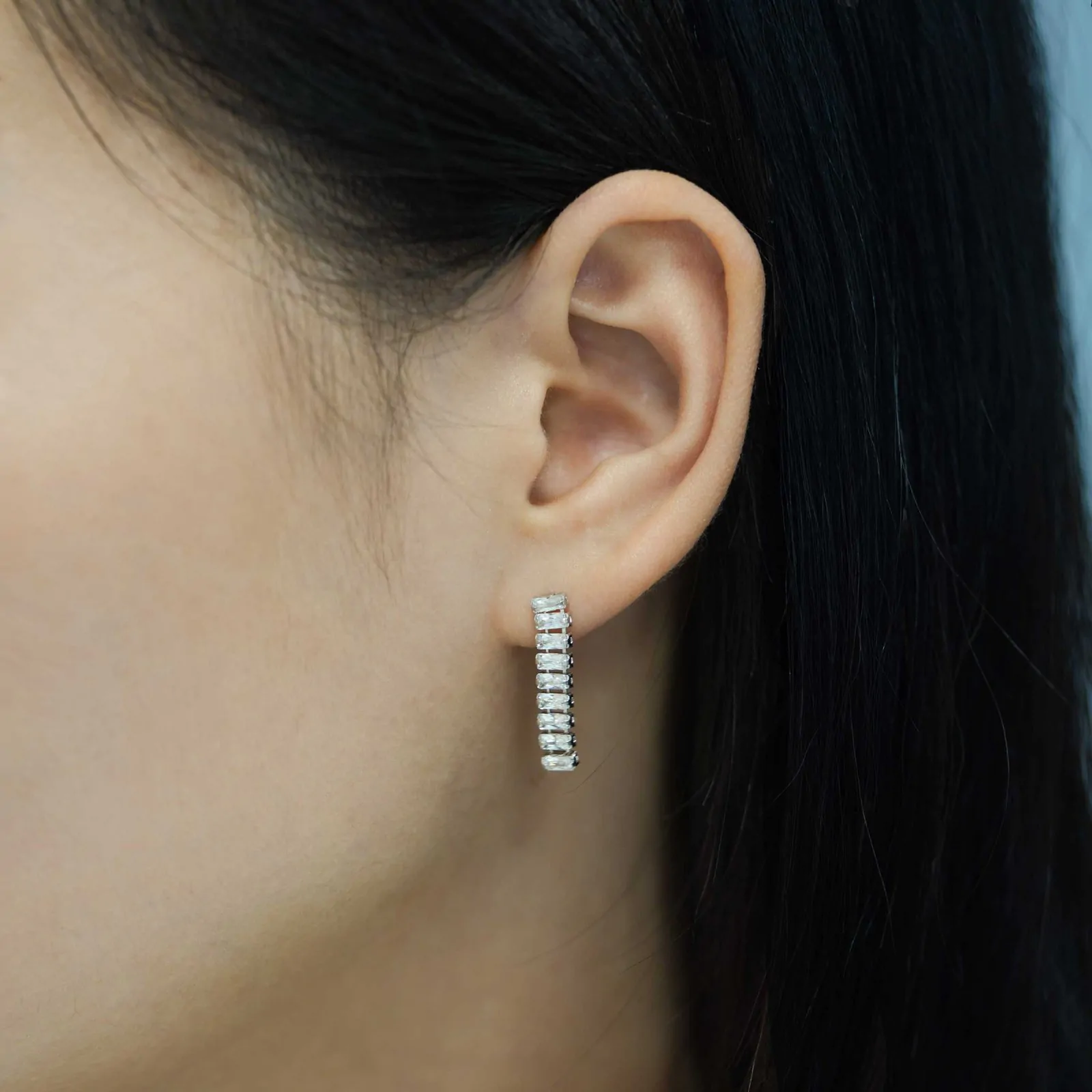 Elegant CZ Chain 925 Sterling Silver Dangling Earrings - Image 3