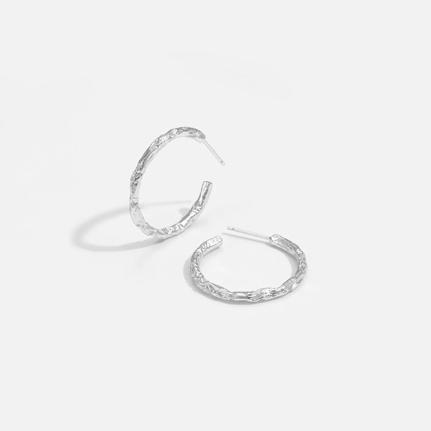 Geometric Tinfoil Pattern Circle 925 Sterling Silver Hoop Earrings - Image 4