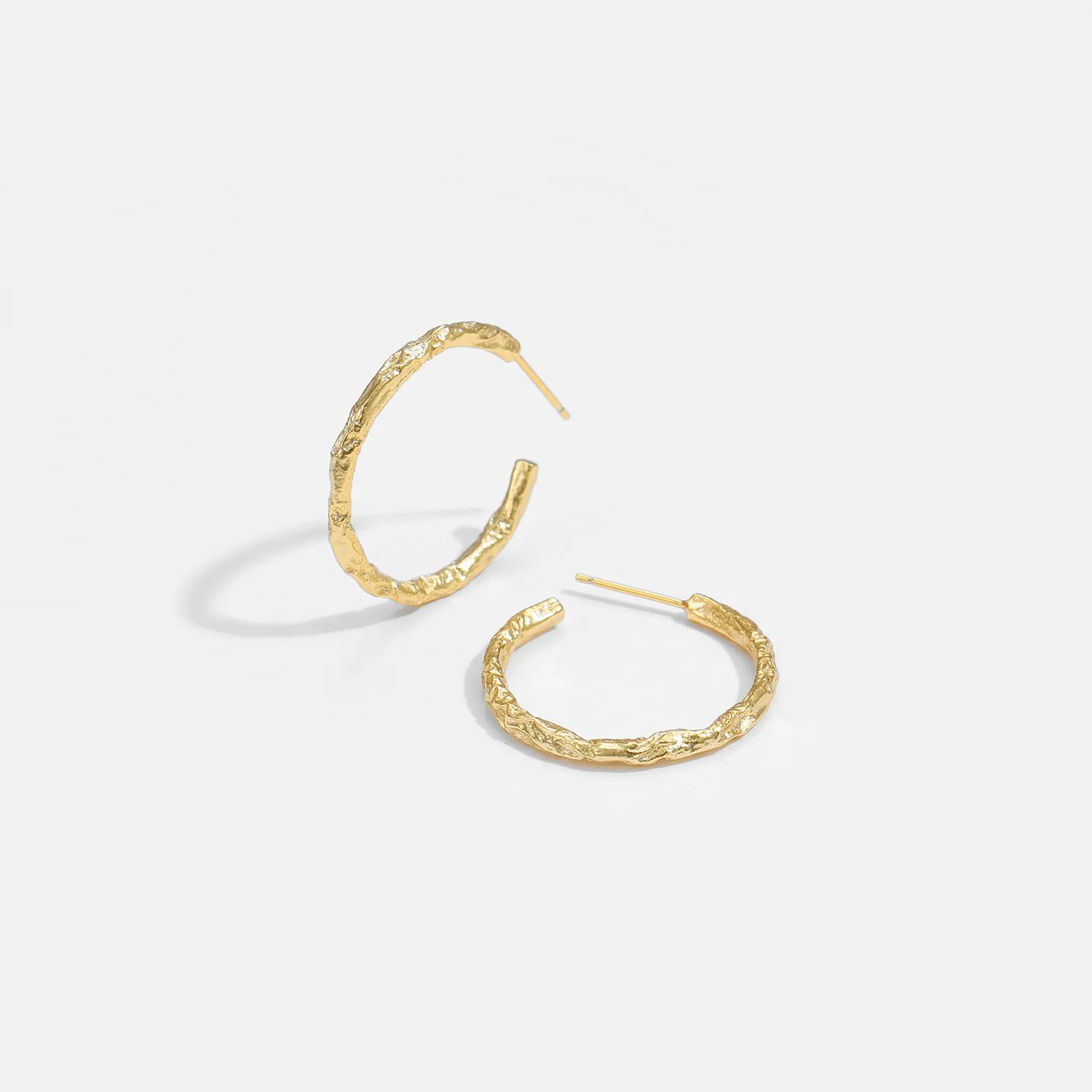 Geometric Tinfoil Pattern Circle 925 Sterling Silver Hoop Earrings