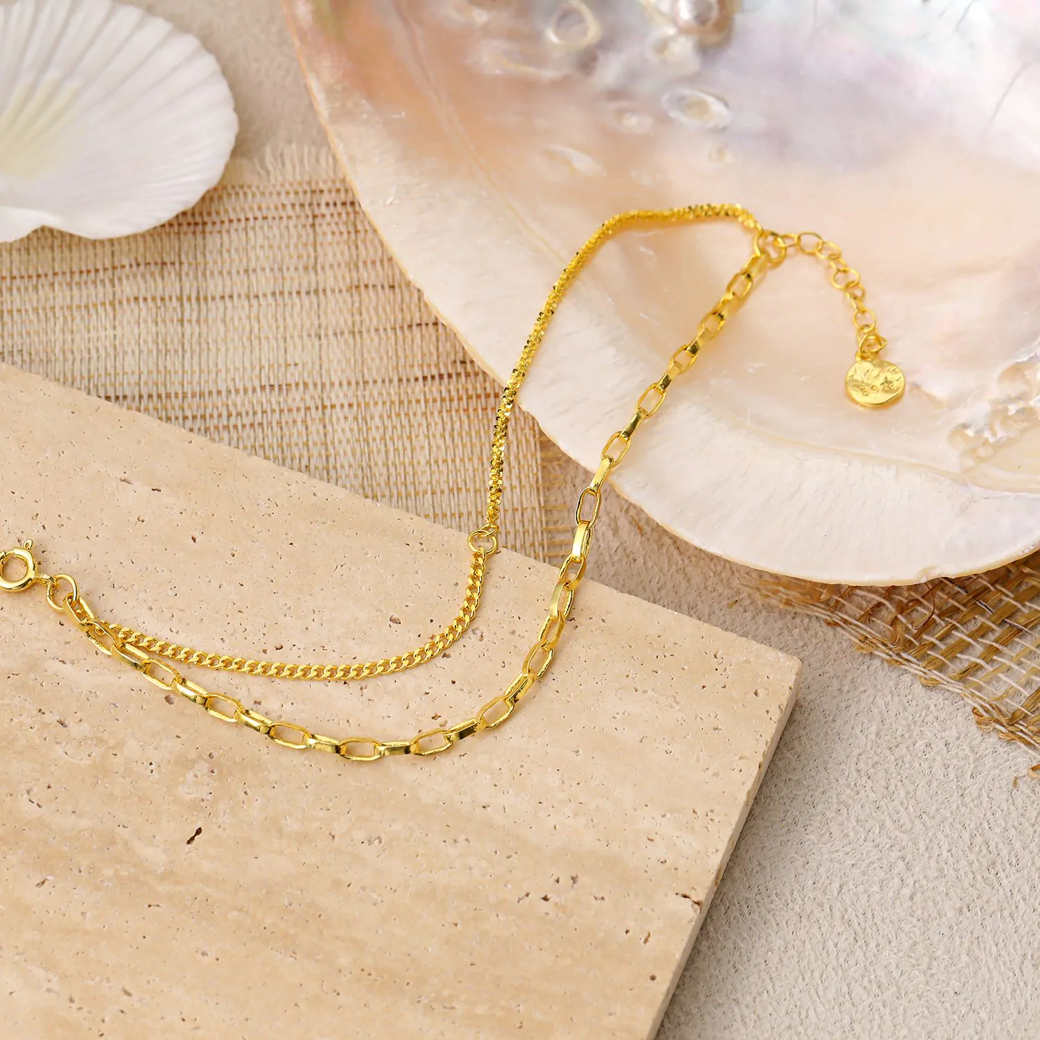 Double Layer Babysbreath Hollow Chain 925 Sterling Silver Bracelet - Image 4