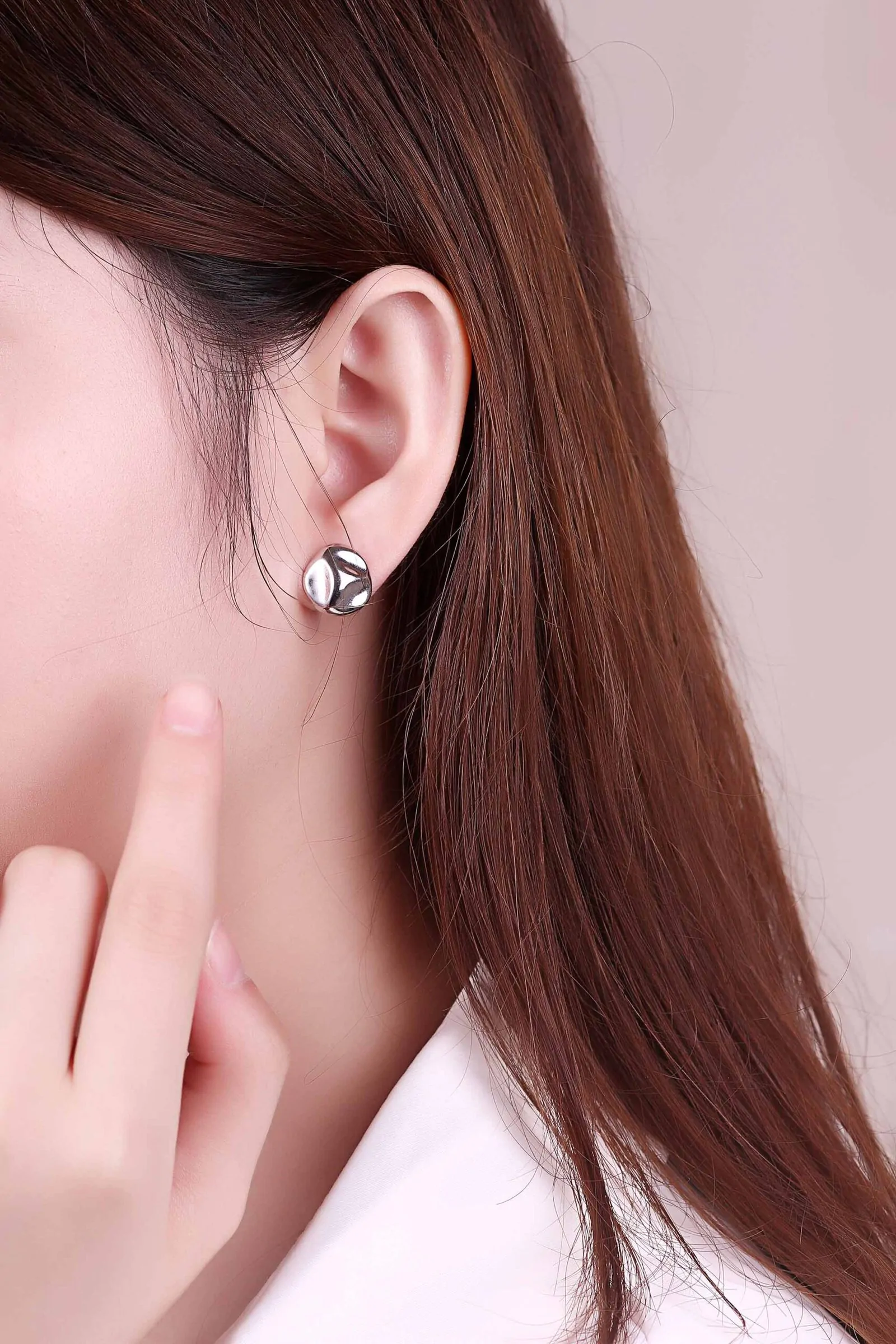 Asymmetric Irregular Geometric 925 Sterling Silver Stud Earrings - Image 2