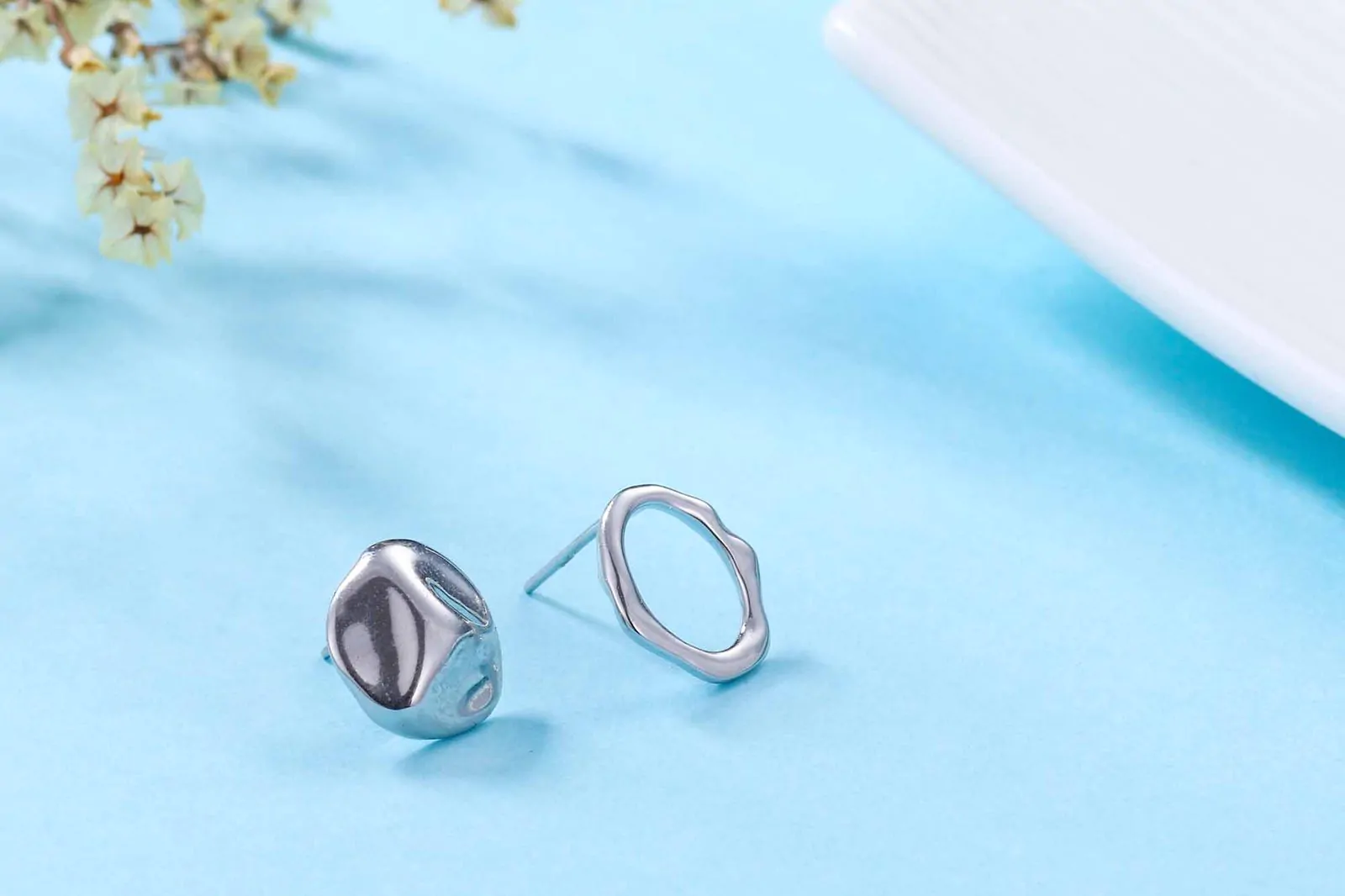 Asymmetric Irregular Geometric 925 Sterling Silver Stud Earrings - Image 3