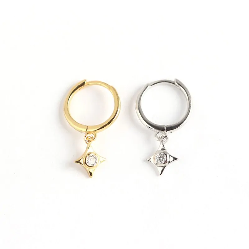 CZ Geometric Rhombus 925 Sterling Silver Earring Buckles