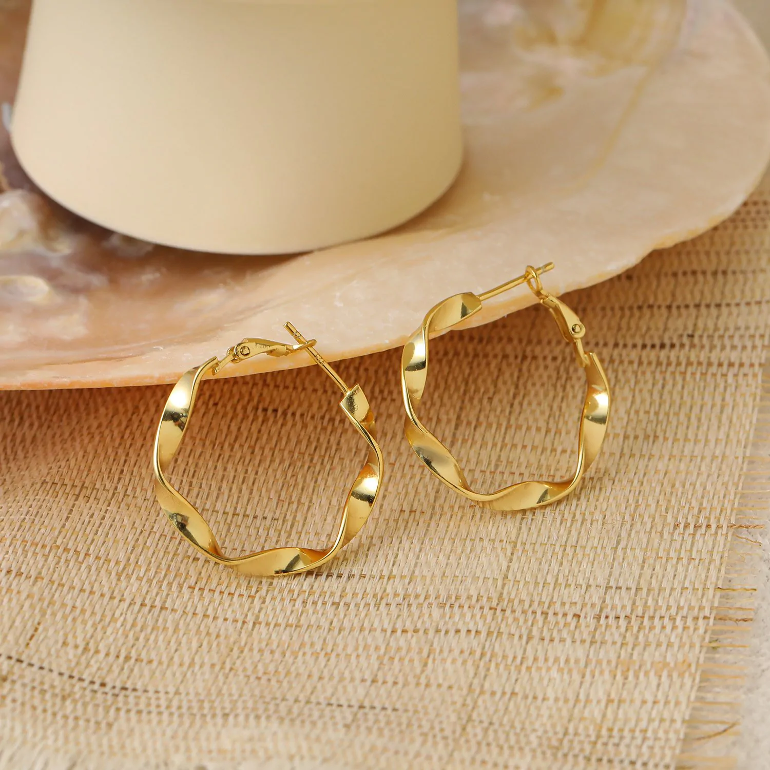 Twisted 925 Sterling Silver Hoop Earrings - Image 3