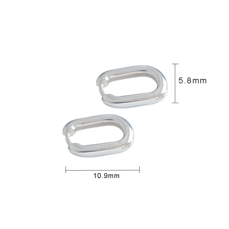 Geometric Ellipse 925 Sterling Silver Leverback Earrings - Image 5