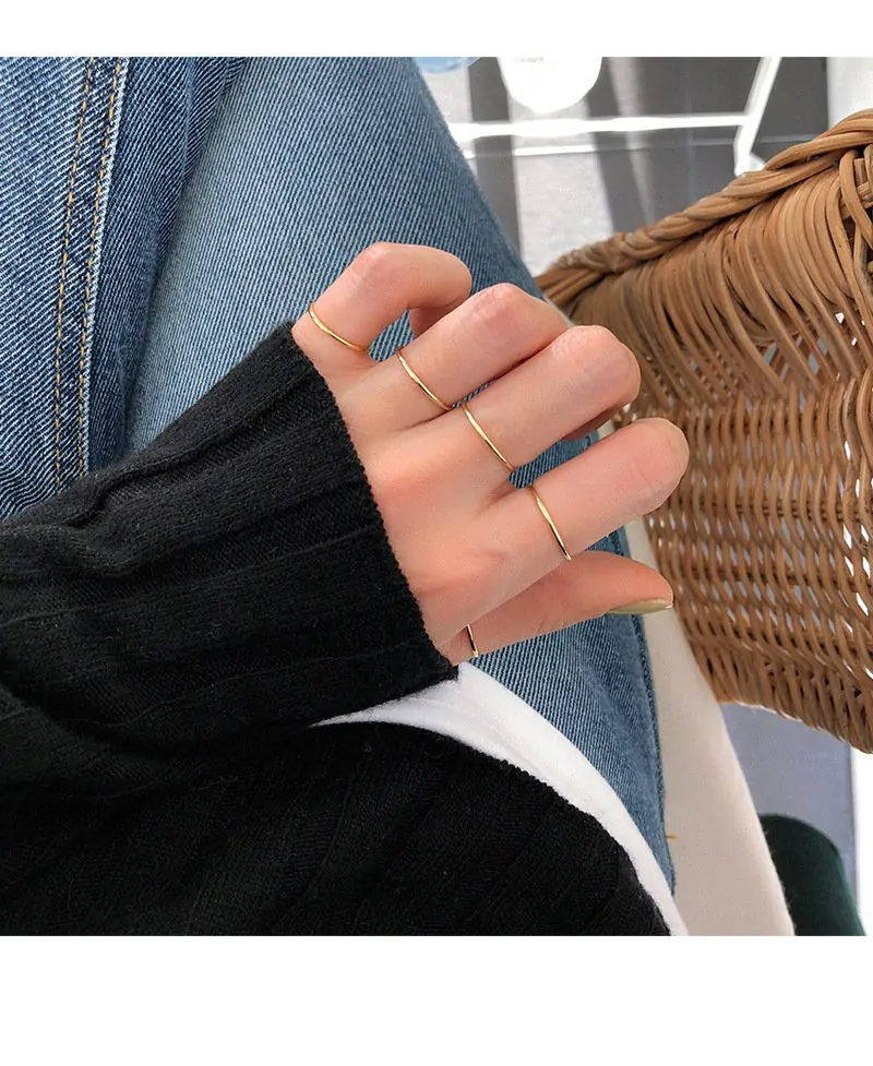 Trendy Smooth Circle White/Rose 925 Sterling Silver Pinky Finger Ring - Image 11