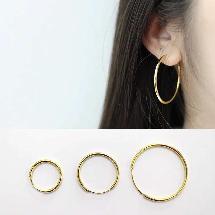 Yellow Gold Solid 925 Sterling Silver Huggie Hoop Earrings - Image 5