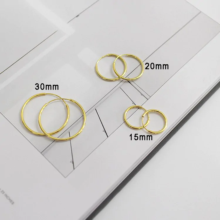 Yellow Gold Solid 925 Sterling Silver Huggie Hoop Earrings - Image 4