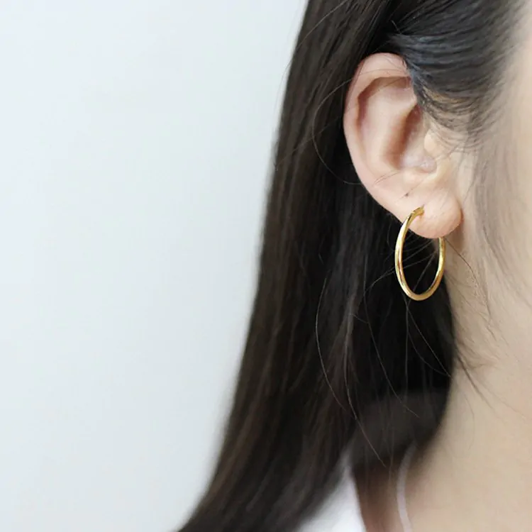Yellow Gold Solid 925 Sterling Silver Huggie Hoop Earrings - Image 3